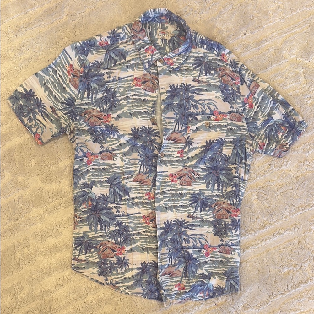 Faherty Men's Medium Tropical Print Hawaiian Rayon Shirt